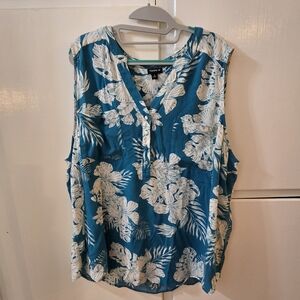 Torrid Teal Floral V-Neck Sleeveless Camisole